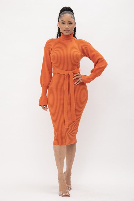 Orange Turtleneck Dress