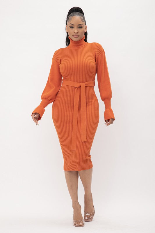 Orange Turtleneck Dress