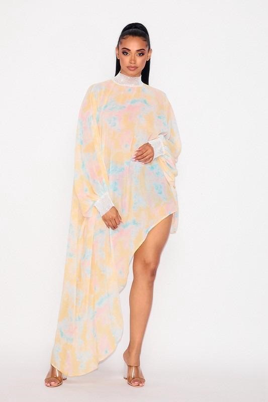 Yellow Chiffon Asymmetrical Tunic - One Size