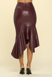Burgundy Faux Leather Mermaid Skirt