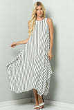 White and Black Stripe Handkerchief Dress - Plus