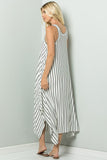 White and Black Stripe Handkerchief Dress - Plus