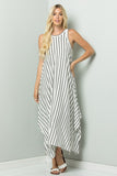 White and Black Stripe Handkerchief Dress - Plus