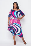 Colorful Harem Top and Pants Set- Plus