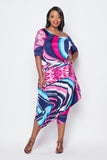 Colorful Harem Top and Pants Set- Plus
