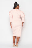 Light Pink Princess Sleeve Midi Dress - Plus