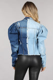 Colorblock  (Two Tone) Princess Sleeve Jean Jacket - Plus & Regular  at