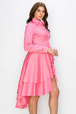 Pink Ruffled Peplum Poplin Top
