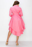 Pink Ruffled Peplum Poplin Top