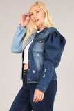 Colorblock  (Two Tone) Princess Sleeve Jean Jacket - Plus & Regular  at