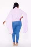 Lavender Rhinestone Chiffon Plus Blouse