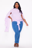 Lavender Rhinestone Chiffon Plus Blouse