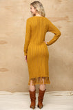 Golden Mustard Fringe Sweater Dress