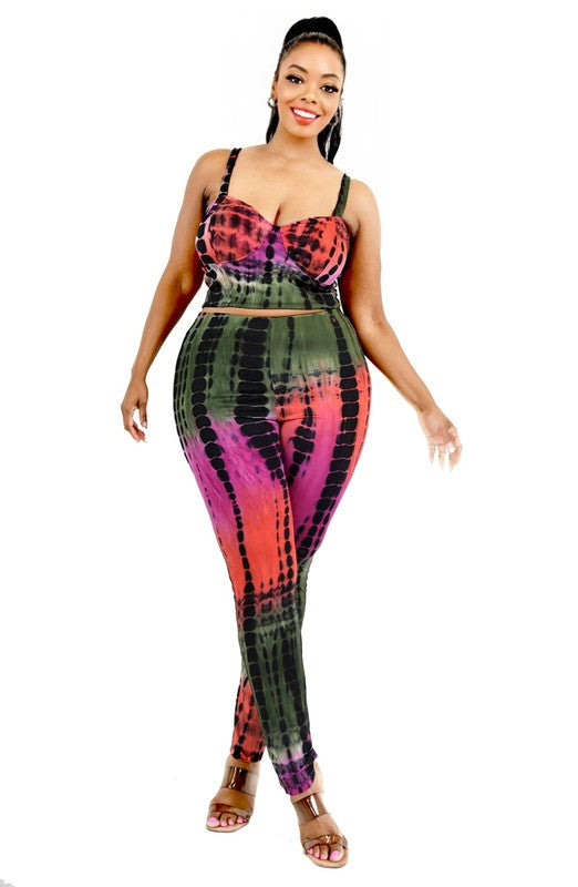 3 Piece Tie Dye Legging Set - Plus