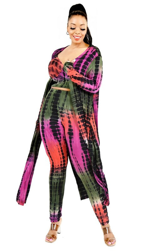 3 Piece Tie Dye Legging Set - Plus