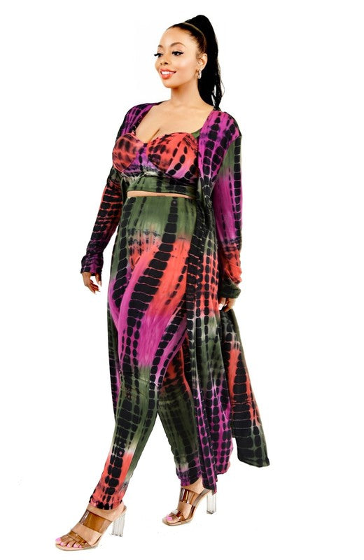 3 Piece Tie Dye Legging Set - Plus