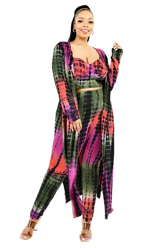 3 Piece Tie Dye Legging Set - Plus