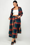 Plaid Gaucho Pants & Duster Set - One size Regular