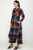 Plaid Gaucho Pants & Duster Set - One size Regular