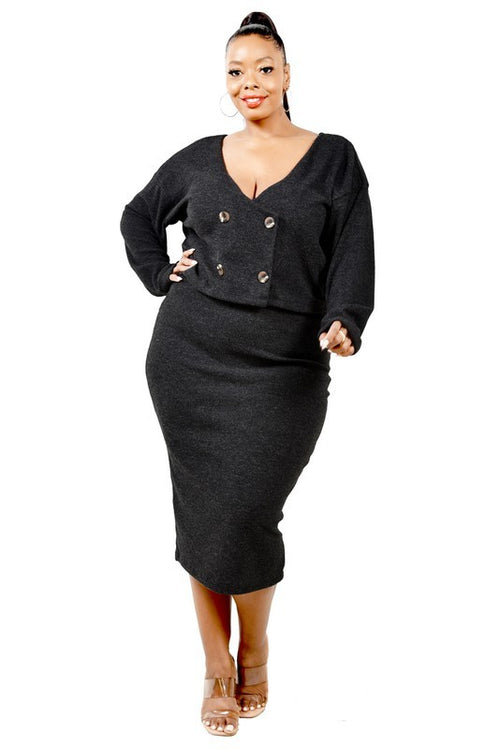 Charcoal Gray Skirt Set - Plus