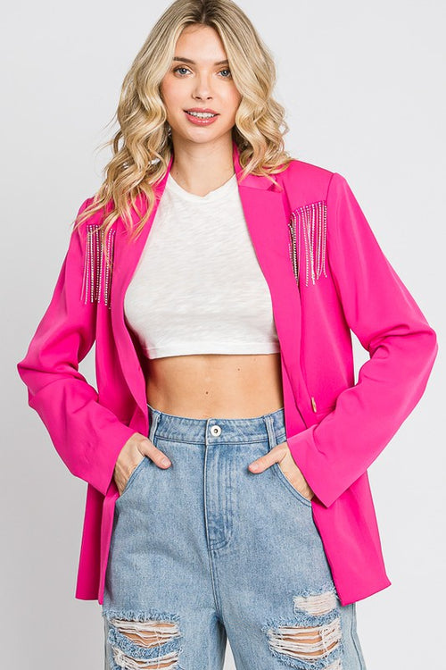 Plus Fuchsia Pink Rhinestone Blazer