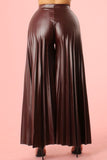 Pleated Deep Burgundy Faux Leather Pants