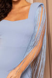 Baby Blue Fringe Sleeve Dress