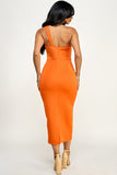 Orange or Teal Rose Strapless Dress