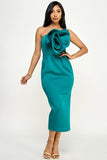Orange or Teal Rose Strapless Dress