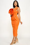 Orange or Teal Rose Strapless Dress