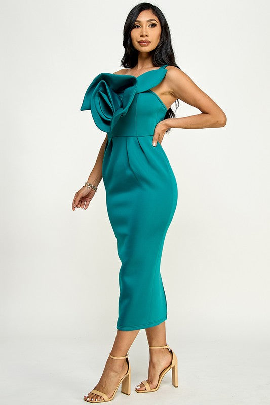 Orange or Teal Rose Strapless Dress