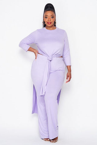 Lavender Tunic & Pants Sets - Plus Size