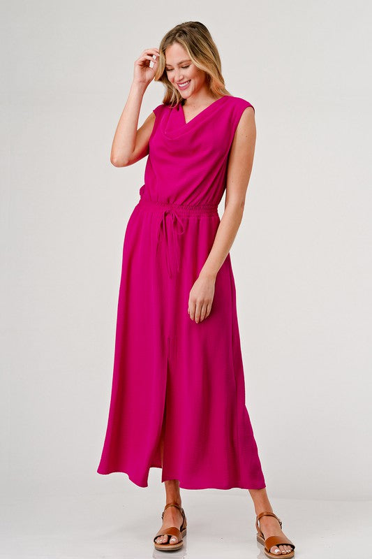 Plus Pink Cowl Neck Sleeveless Maxi