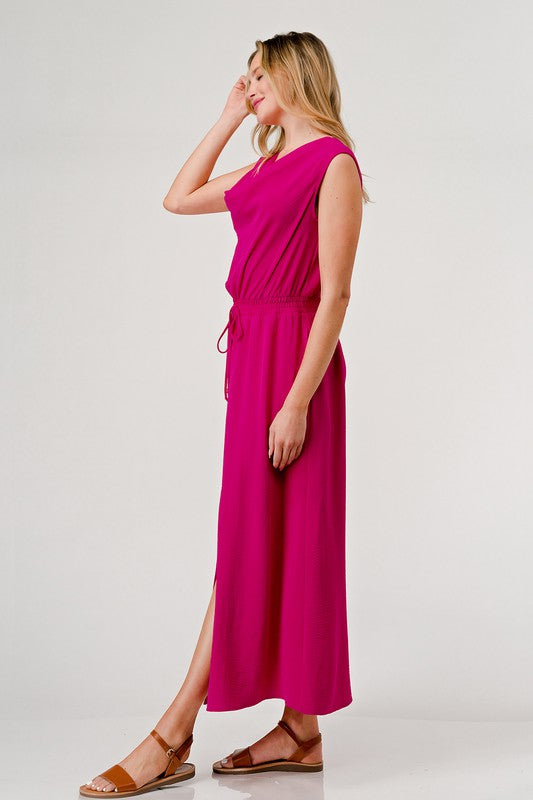 Plus Pink Cowl Neck Sleeveless Maxi