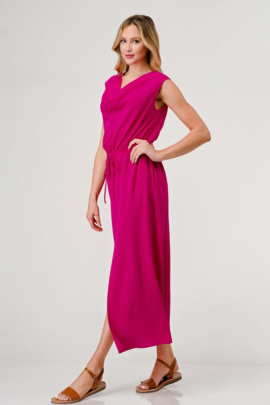 Plus Pink Cowl Neck Sleeveless Maxi