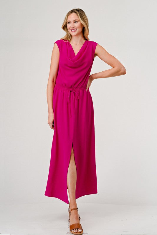 Plus Pink Cowl Neck Sleeveless Maxi
