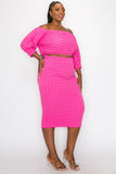 Fuchsia Popcorn Skirt Set - Plus