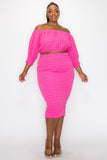 Fuchsia Popcorn Skirt Set - Plus
