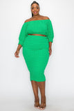 Green Popcorn Skirt Set - Plus