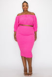 Fuchsia Popcorn Skirt Set - Plus