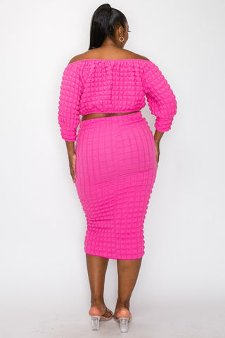 Fuchsia Popcorn Skirt Set - Plus