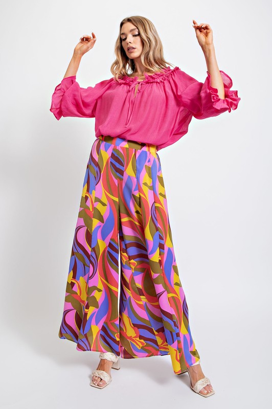 Flowy Pink, Purple, Yellow Palazzo Set - Plus