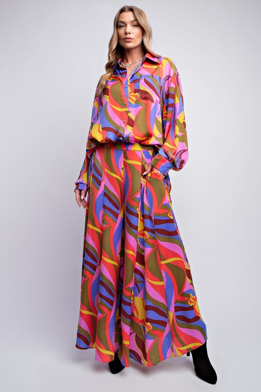 Flowy Pink, Purple, Yellow Palazzo Set - Plus