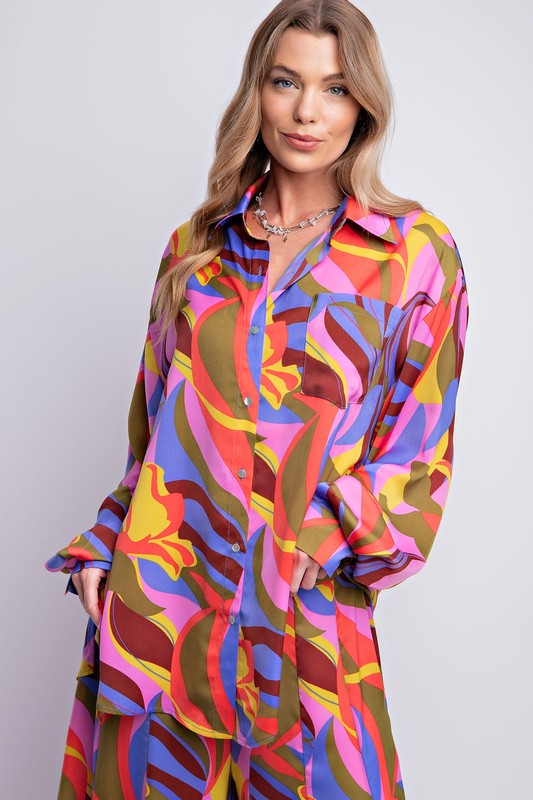 Flowy Pink, Purple, Yellow Palazzo Set - Plus