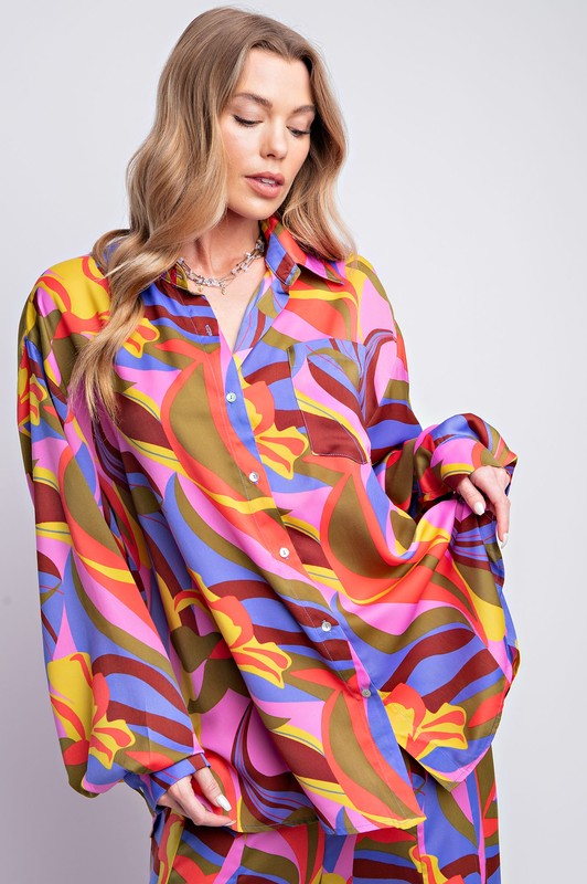 Flowy Pink, Purple, Yellow Palazzo Set - Plus