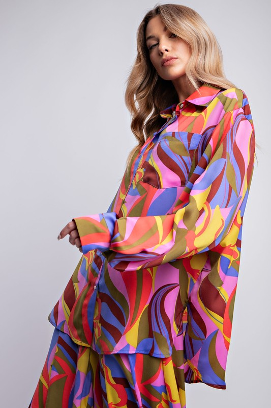 Flowy Pink, Purple, Yellow Palazzo Set - Plus