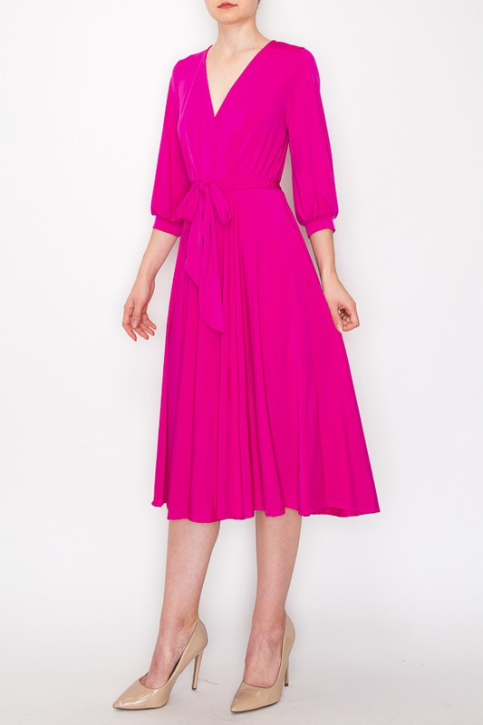 Hot Pink Midi Swing Dess -Plus & Regular