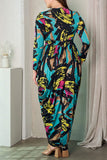 Long Sleeve Multi-Color Harem Dress