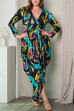 Long Sleeve Multi-Color Harem Dress
