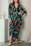 Long Sleeve Multi-Color Harem Dress